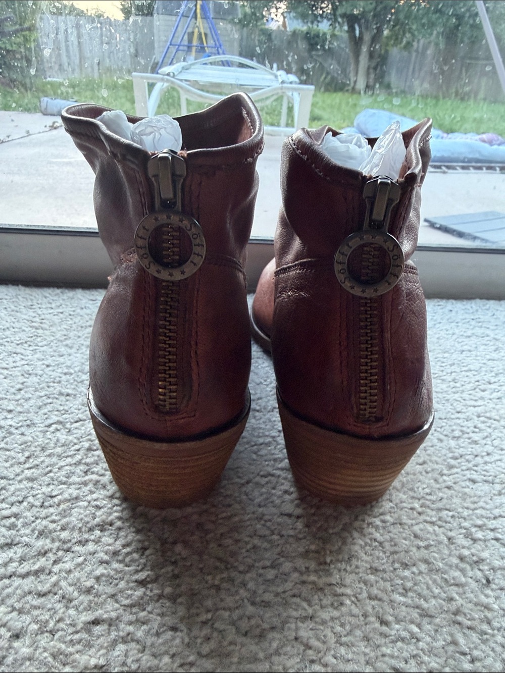 Söfft Brown Leather Back-Zip Ankle Boots / Booties - Women's Size 8M - Picture 3 of 10
